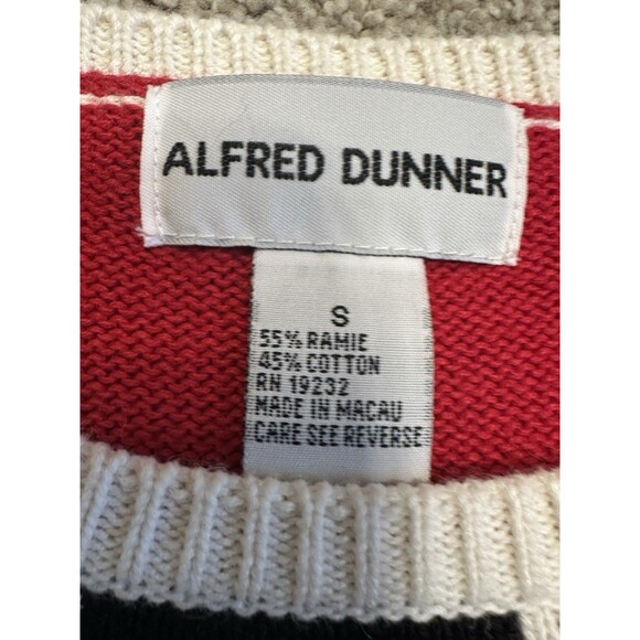 Vintage Alfred Dunner Patchwork Knit Top S Ramie Cotton Beaded Floral Blocks - Picture 5 of 5